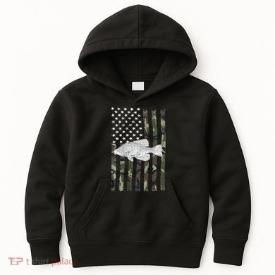 Crappie Fishing Camo Flag (On Back) Kids Hoodie