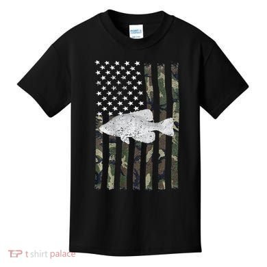 Crappie Fishing Camo Flag (On Back) Kids T-Shirt