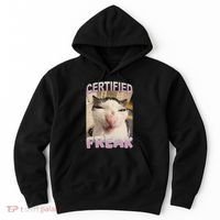 Certified Freak Cat Meme Funny Pet Humor Hoodie thumb 0