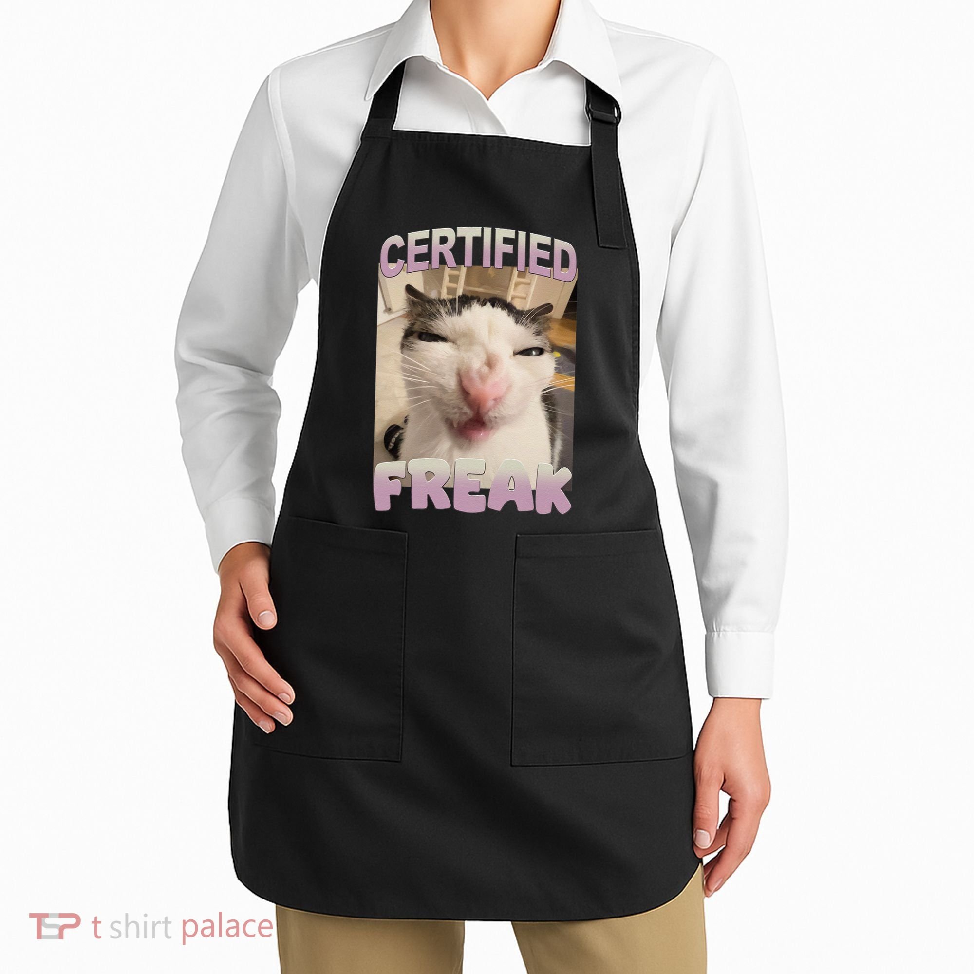 Certified Freak Cat Meme Funny Pet Humor Apron