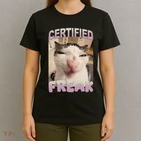 Certified Freak Cat Meme Funny Pet Humor T-Shirt thumb 4