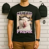 Certified Freak Cat Meme Funny Pet Humor T-Shirt thumb 6