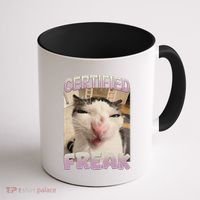 Certified Freak Cat Meme Funny Pet Humor Coffee Mug thumb 1
