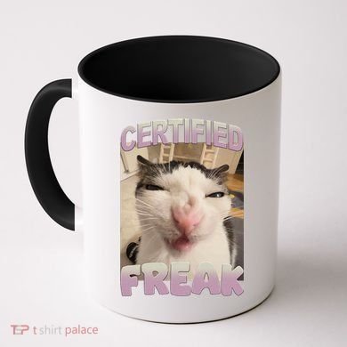 Certified Freak Cat Meme Funny Pet Humor Coffee Mug