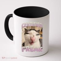 Certified Freak Cat Meme Funny Pet Humor Coffee Mug thumb 0