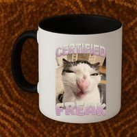 Certified Freak Cat Meme Funny Pet Humor Coffee Mug thumb 2