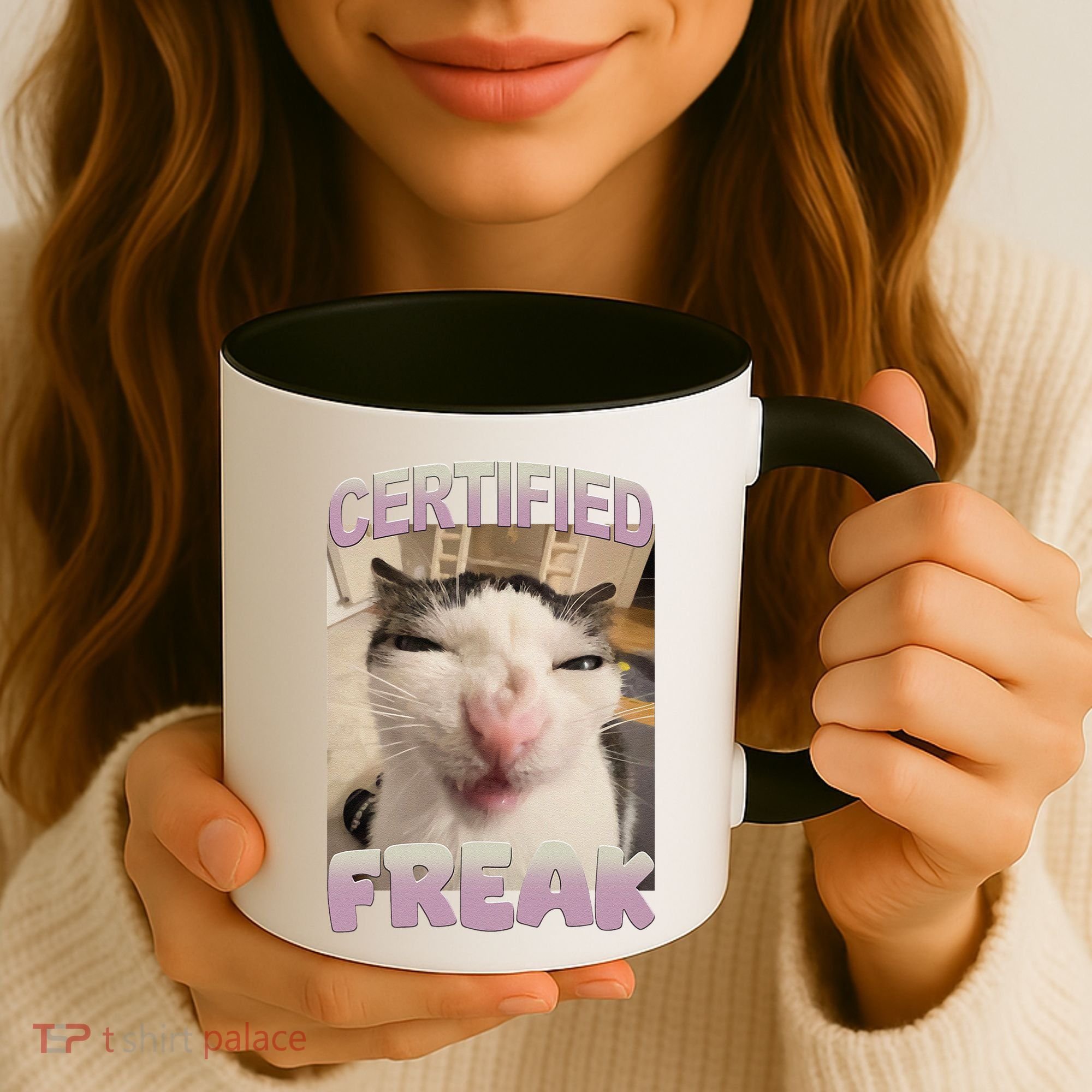 Certified Freak Cat Meme Funny Pet Humor Coffee Mug
