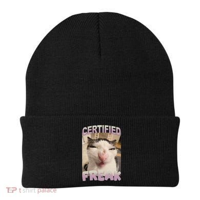 Certified Freak Cat Meme Funny Pet Humor Beanie