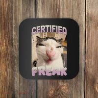 Certified Freak Cat Meme Funny Pet Humor Coaster thumb 0