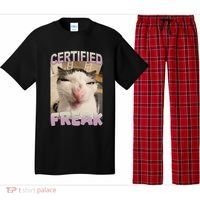Certified Freak Cat Meme Funny Pet Humor Pajama Set thumb 0