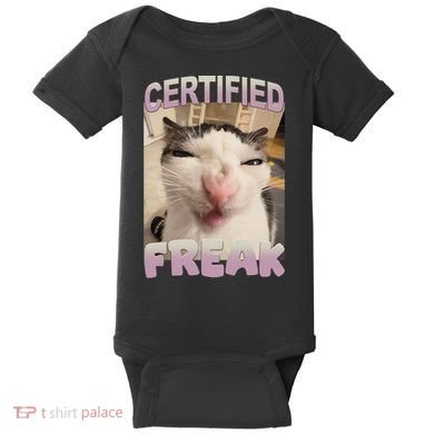 Certified Freak Cat Meme Funny Pet Humor Baby Bodysuit