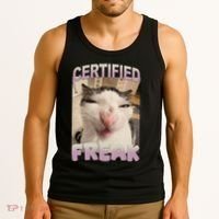 Certified Freak Cat Meme Funny Pet Humor Tank Top thumb 3