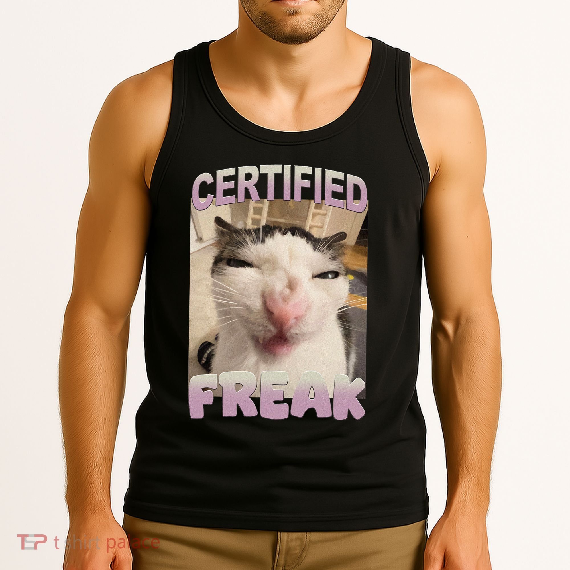 Certified Freak Cat Meme Funny Pet Humor Tank Top