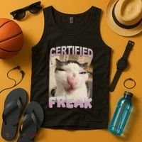 Certified Freak Cat Meme Funny Pet Humor Tank Top thumb 4