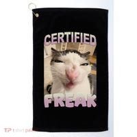 Certified Freak Cat Meme Funny Pet Humor Golf Towel thumb 0