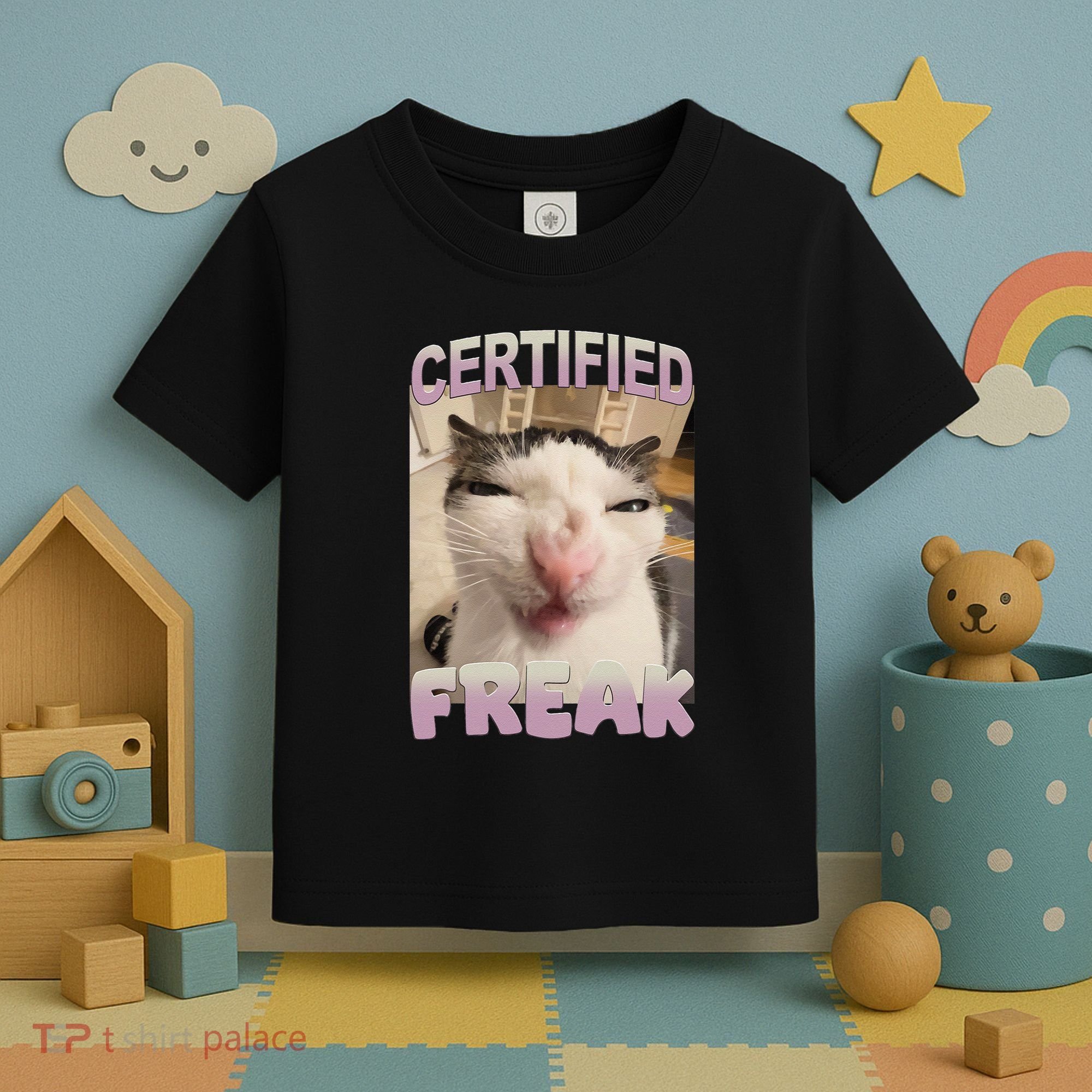 Certified Freak Cat Meme Funny Pet Humor Toddler T-Shirt
