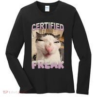 Certified Freak Cat Meme Funny Pet Humor Women's Long Sleeve Shirt thumb 0