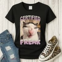 Certified Freak Cat Meme Funny Pet Humor Women's T-Shirt thumb 3