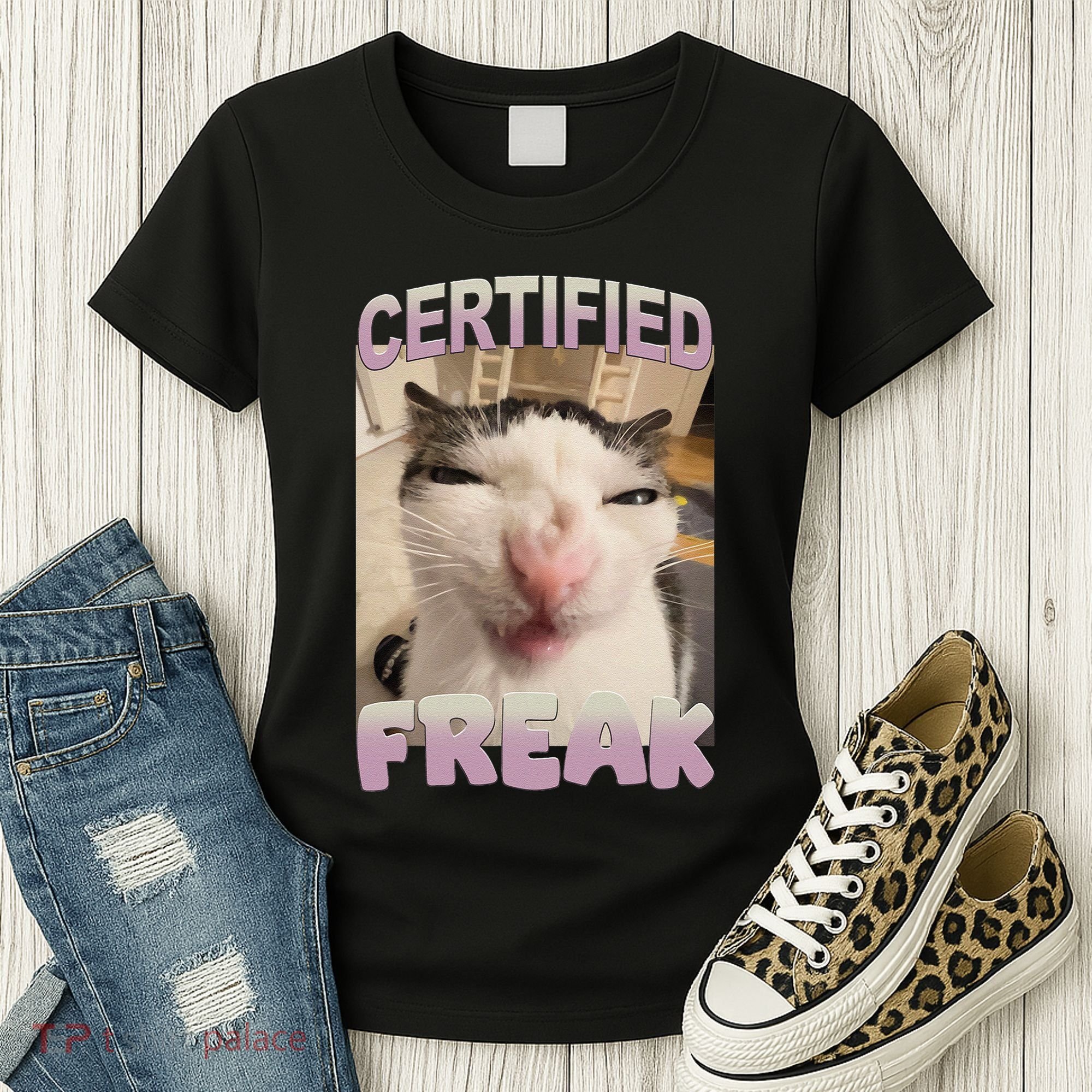 Certified Freak Cat Meme Funny Pet Humor Women's T-Shirt