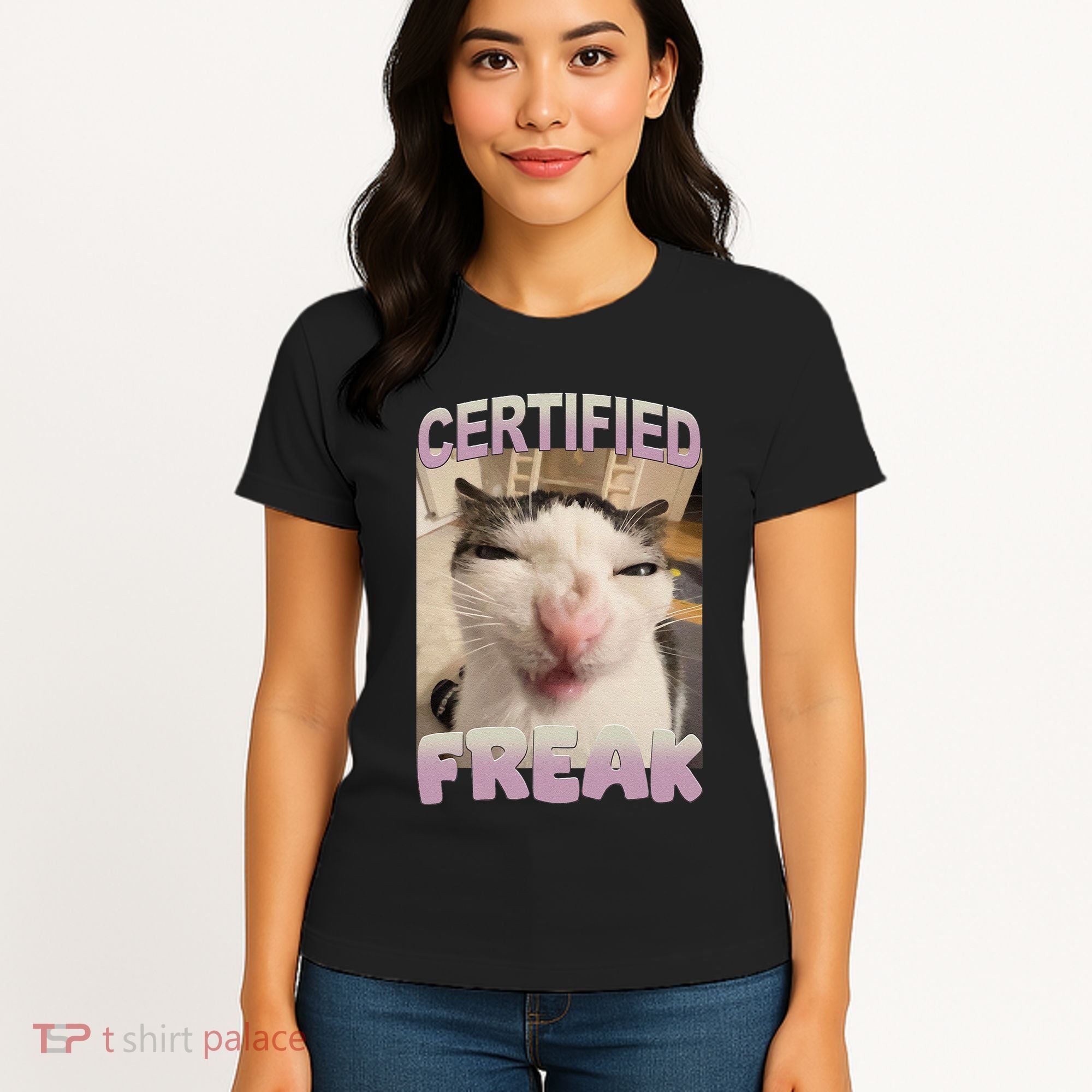 Certified Freak Cat Meme Funny Pet Humor Women's T-Shirt
