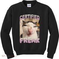 Certified Freak Cat Meme Funny Pet Humor Kids Sweatshirt thumb 0