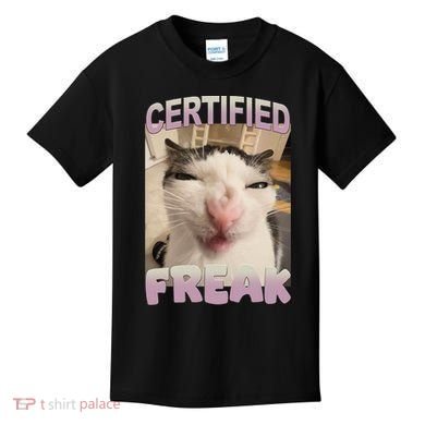 Certified Freak Cat Meme Funny Pet Humor Kids T-Shirt
