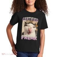 Certified Freak Cat Meme Funny Pet Humor Kids T-Shirt thumb 2