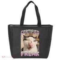Certified Freak Cat Meme Funny Pet Humor Tote Bag thumb 0