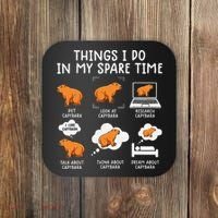 Capybaras Funny Capibara Rodent Things I Do In My Spare Time  Coaster thumb 0