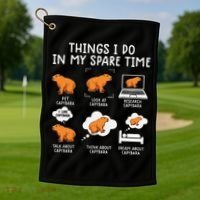 Capybaras Funny Capibara Rodent Things I Do In My Spare Time  Golf Towel thumb 1