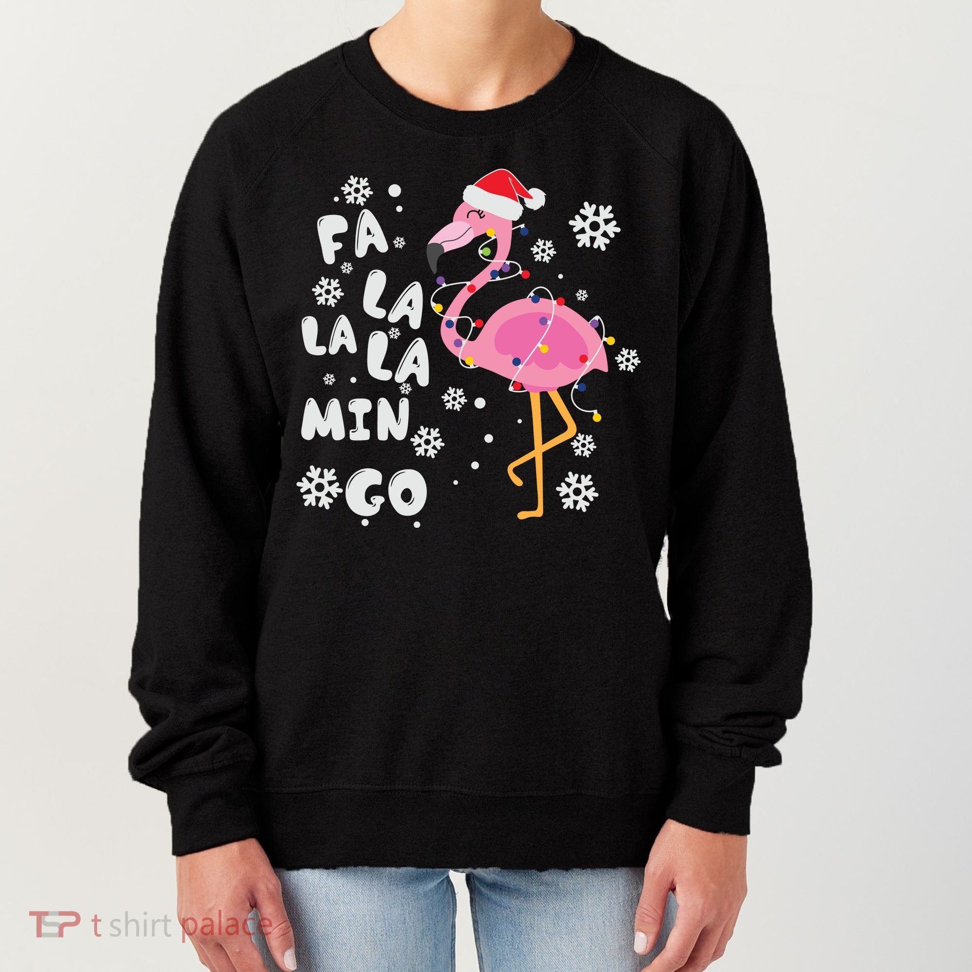 Christmas Flamingo Christmas Light Santa Hat Xmas Women's Sweatshirt
