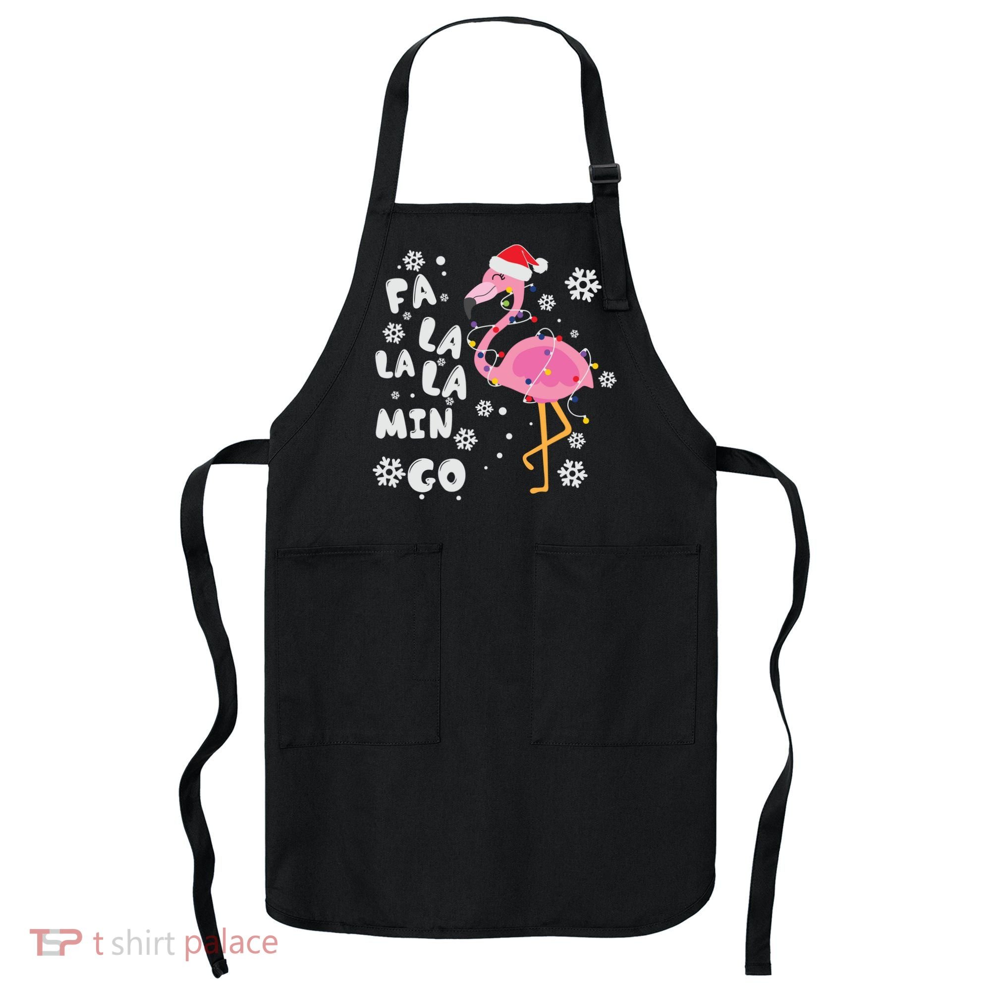 Christmas Flamingo Christmas Light Santa Hat Xmas Apron
