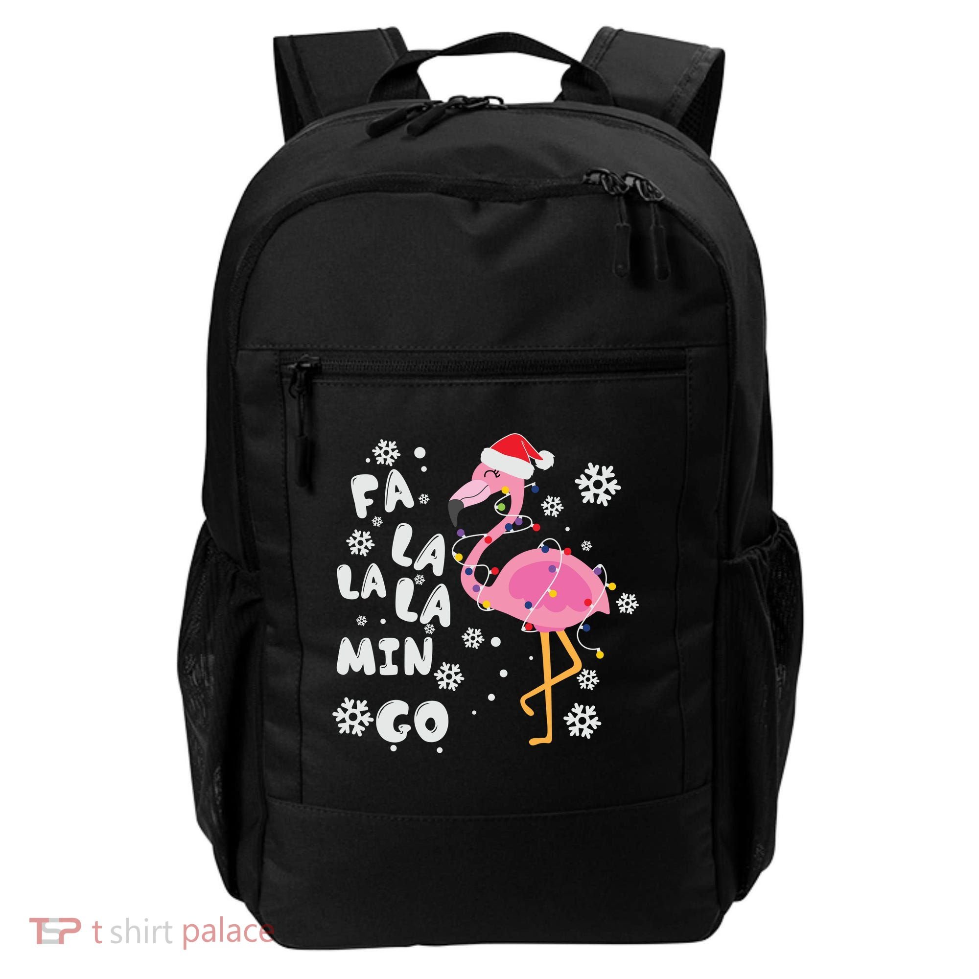 Christmas Flamingo Christmas Light Santa Hat Xmas Backpack