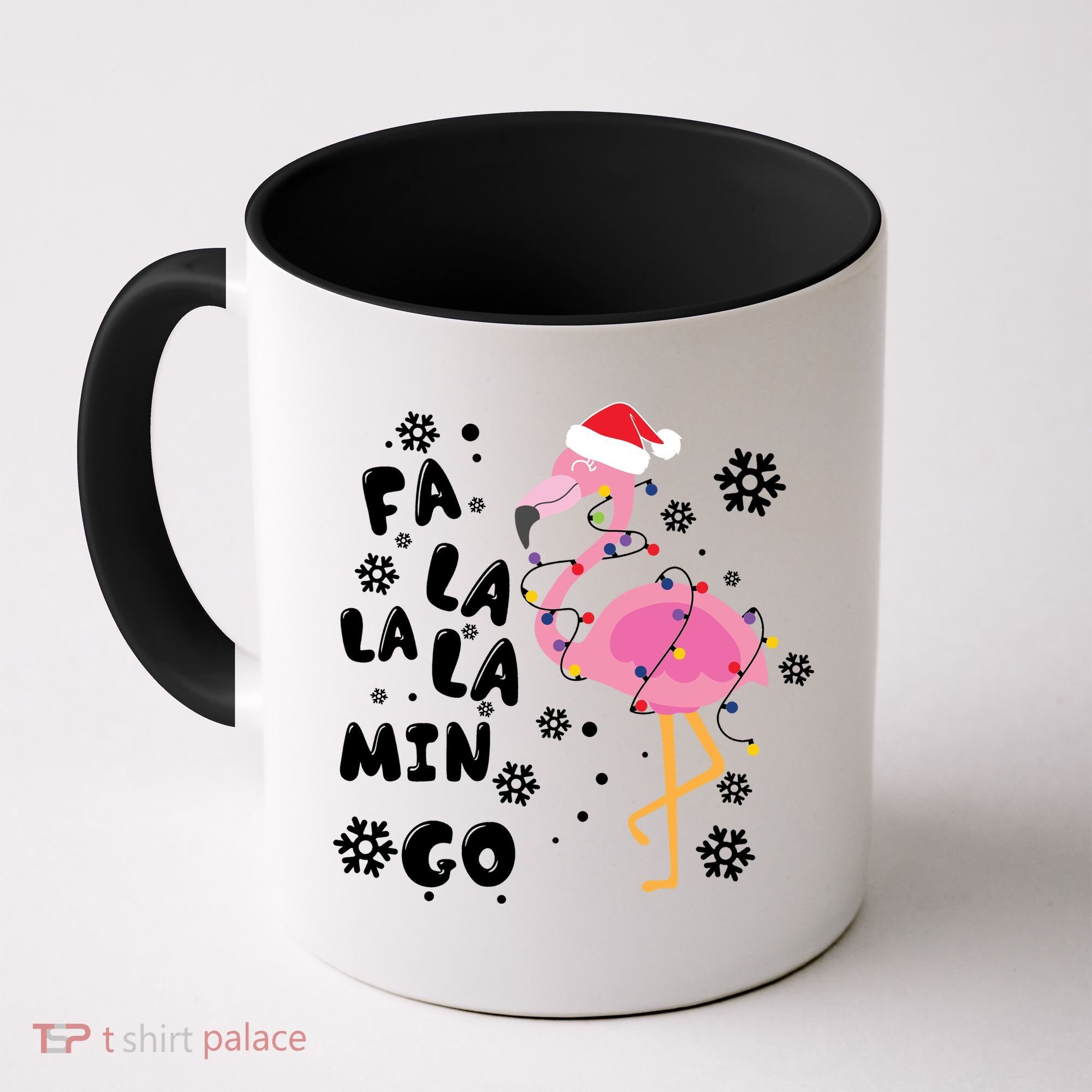 Christmas Flamingo Christmas Light Santa Hat Xmas Coffee Mug