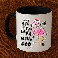 Christmas Flamingo Christmas Light Santa Hat Xmas Coffee Mug thumb 2