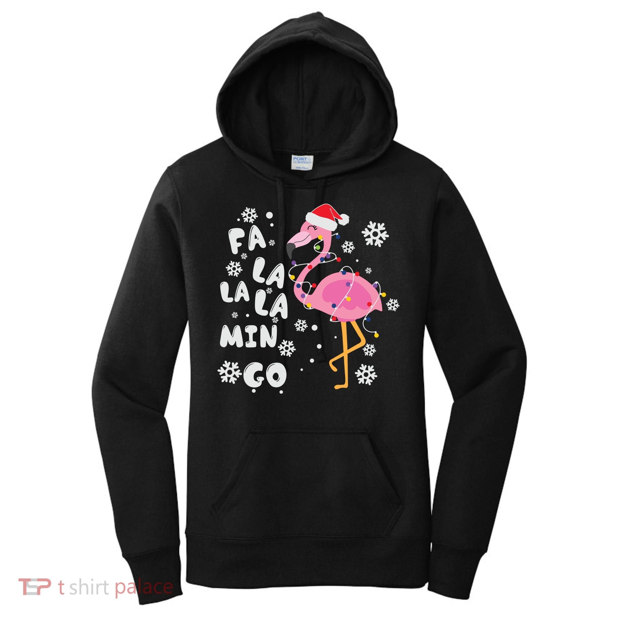 Christmas Flamingo Christmas Light Santa Hat Xmas Women's Hoodie