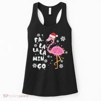 Christmas Flamingo Christmas Light Santa Hat Xmas Women's Tank Top thumb 0