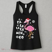 Christmas Flamingo Christmas Light Santa Hat Xmas Women's Tank Top thumb 3