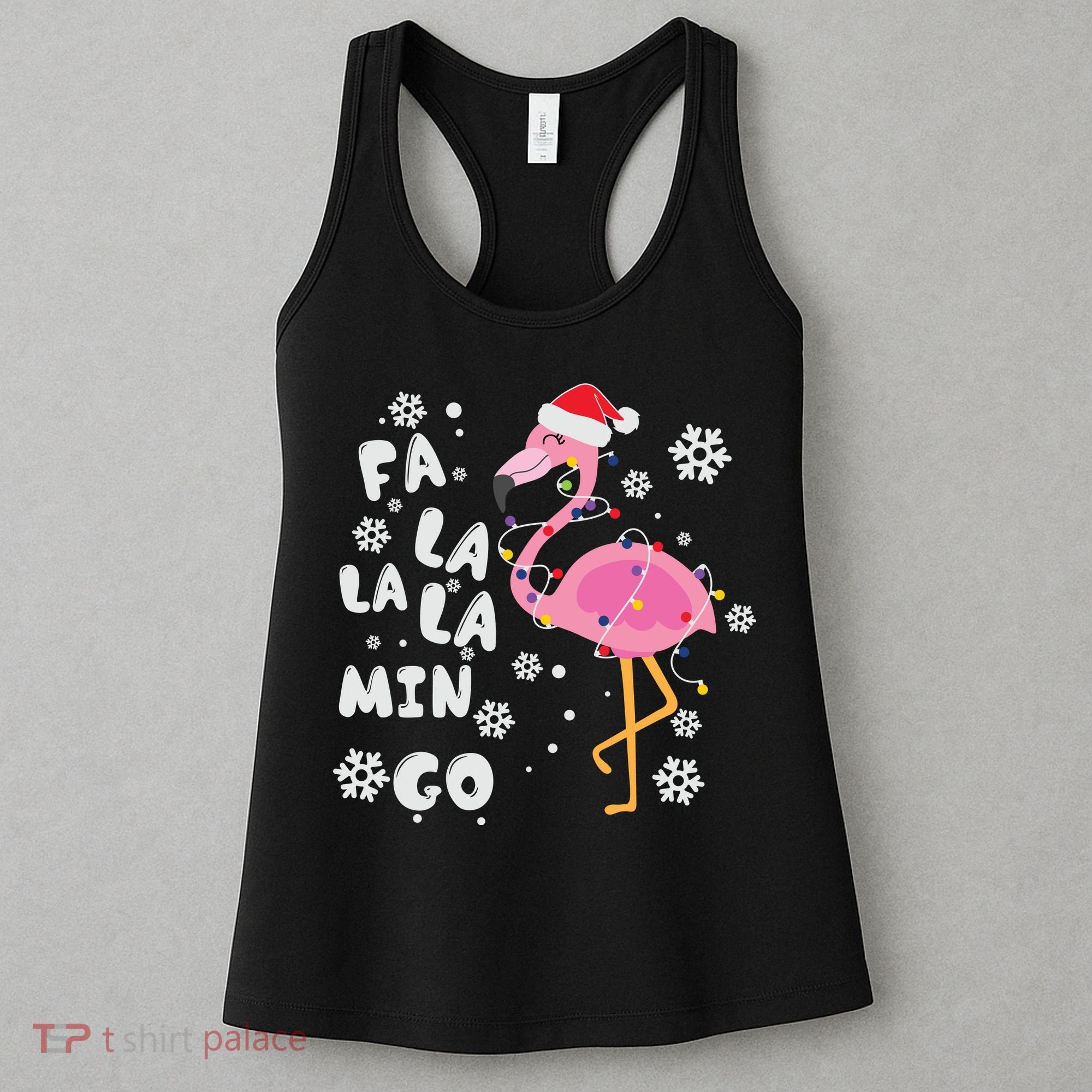 Christmas Flamingo Christmas Light Santa Hat Xmas Women's Tank Top