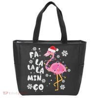 Christmas Flamingo Christmas Light Santa Hat Xmas Tote Bag thumb 0