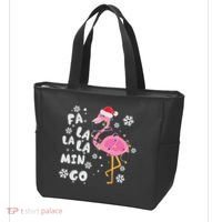 Christmas Flamingo Christmas Light Santa Hat Xmas Tote Bag thumb 3