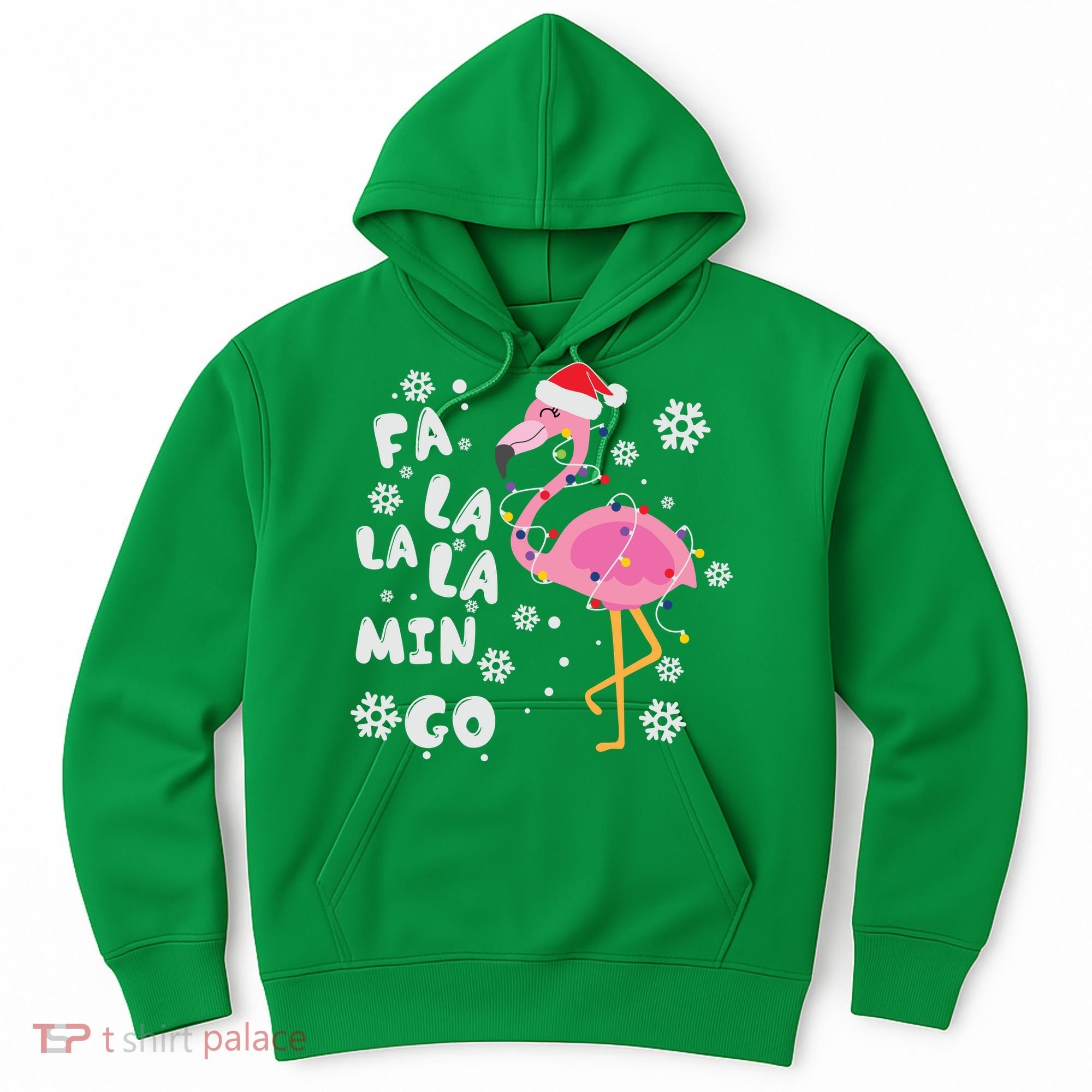 Christmas Flamingo Christmas Light Santa Hat Xmas Hoodie
