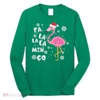 Christmas Flamingo Christmas Light Santa Hat Xmas Long Sleeve Shirt thumb 0