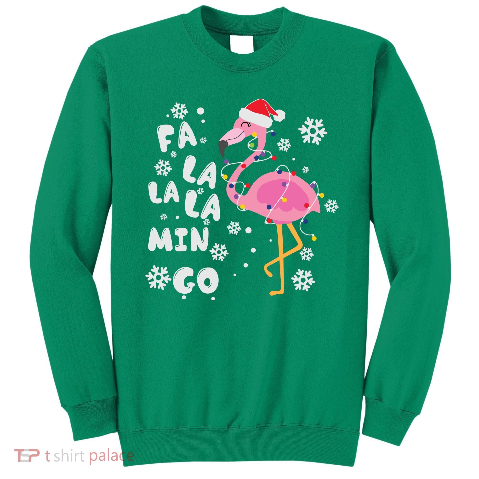 Christmas Flamingo Christmas Light Santa Hat Xmas Sweatshirt