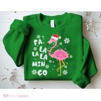 Christmas Flamingo Christmas Light Santa Hat Xmas Sweatshirt thumb 2