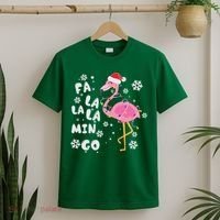 Christmas Flamingo Christmas Light Santa Hat Xmas T-Shirt thumb 2