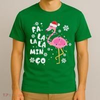 Christmas Flamingo Christmas Light Santa Hat Xmas T-Shirt thumb 3