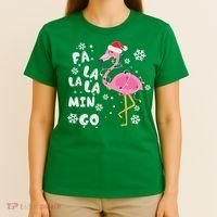 Christmas Flamingo Christmas Light Santa Hat Xmas T-Shirt thumb 4
