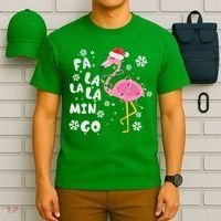 Christmas Flamingo Christmas Light Santa Hat Xmas T-Shirt thumb 6