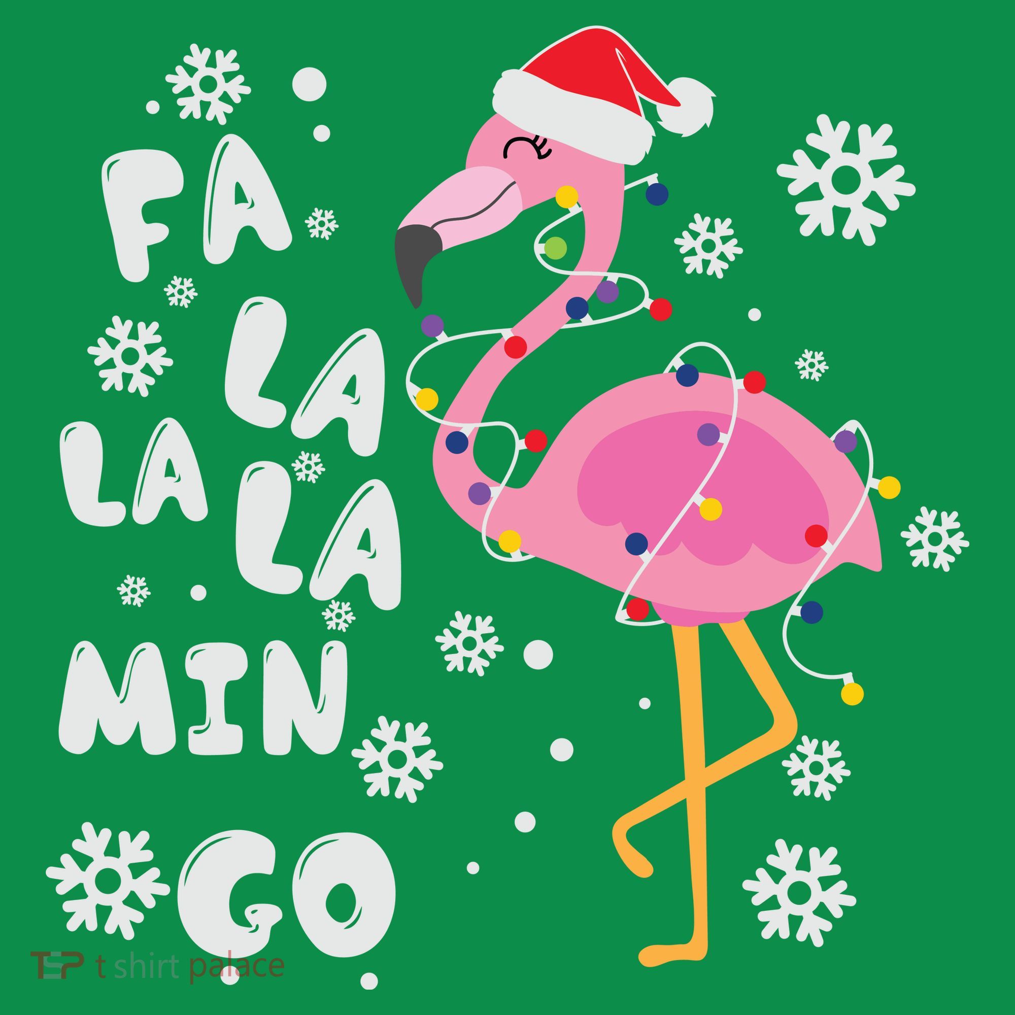 Christmas Flamingo Christmas Light Santa Hat Xmas T-Shirt